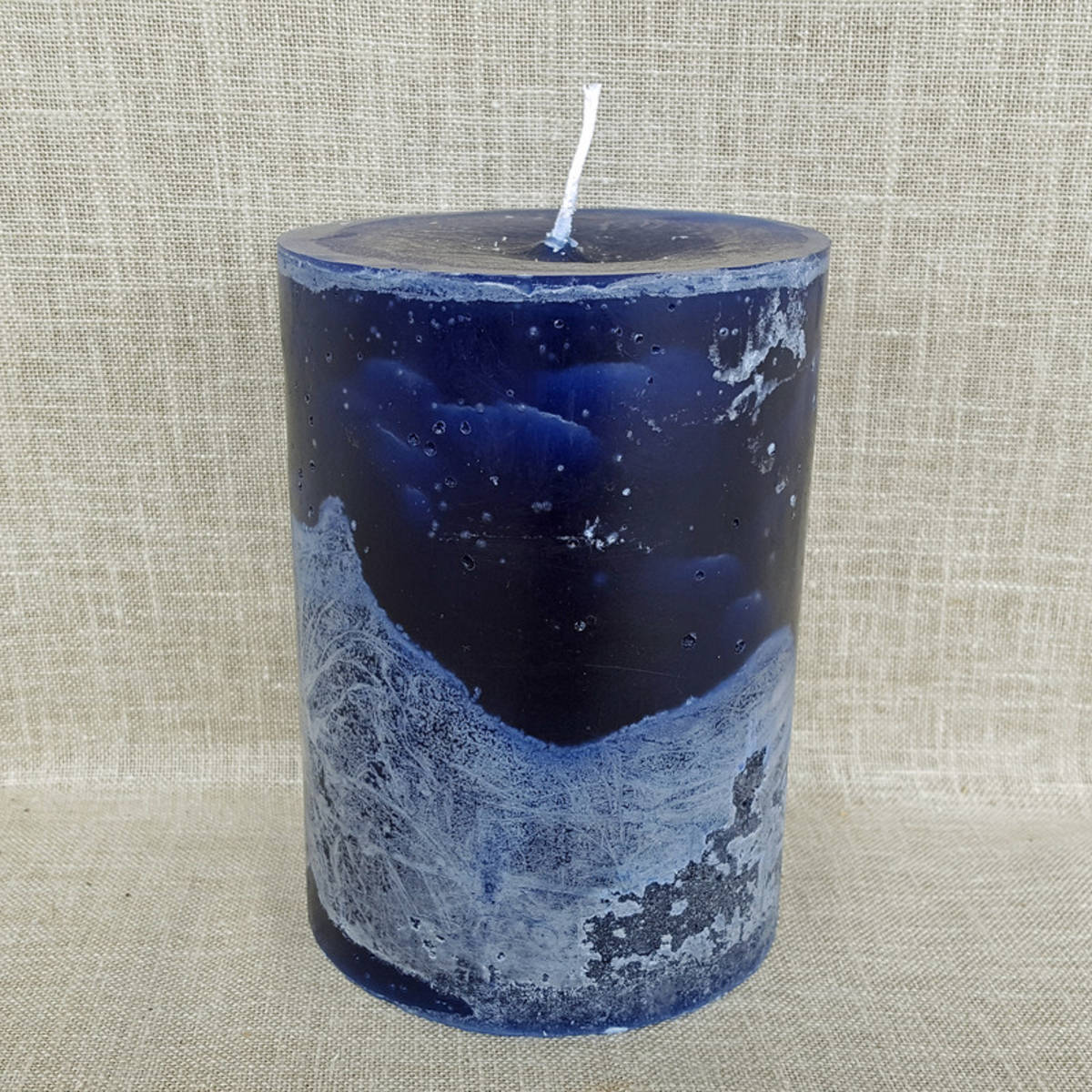Bougie en paraffine bleu foncé, Ø 10cm / Hauteur 15cm
