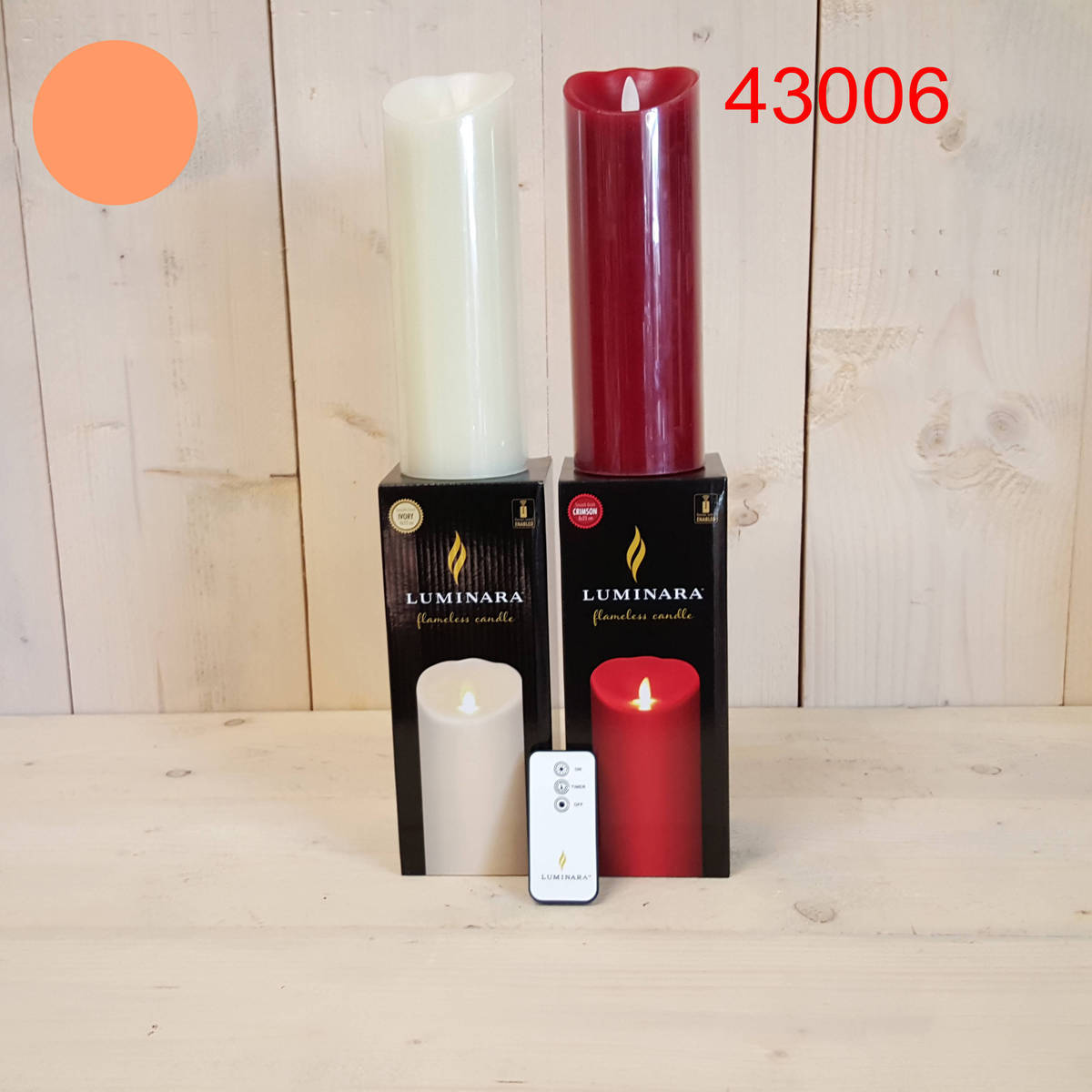 Bougie LED, Ø 8cm / Hauteur 23cm, bordeaux
