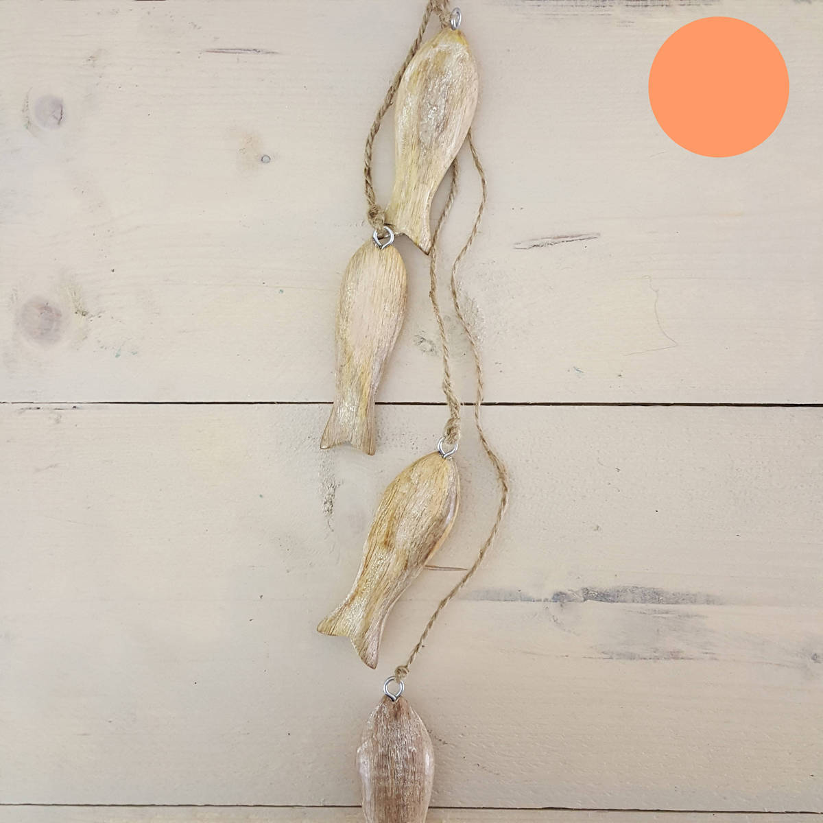 Girlande Fische aus Holz, 60 cm