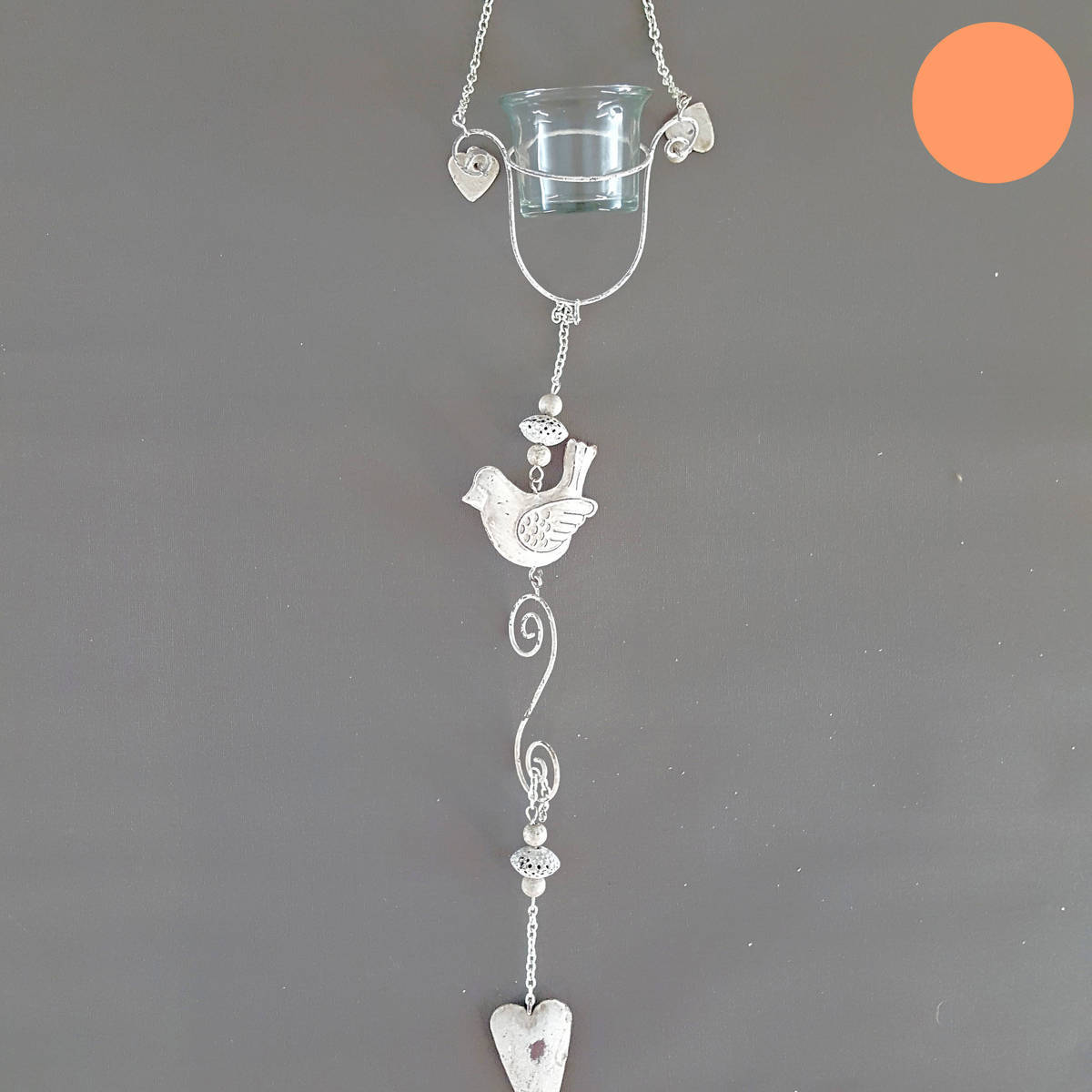 Girlande Metall mit Teelichtglas, 70 cm