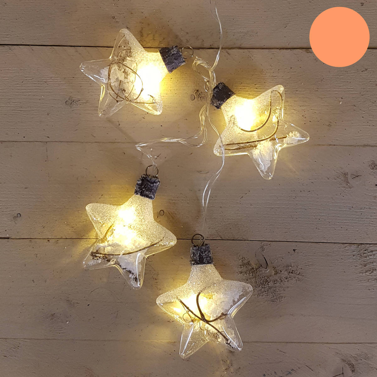 Chaîne de lumière LED, 5 étoiles, à utiliser avec batterie AA, (pas compris)