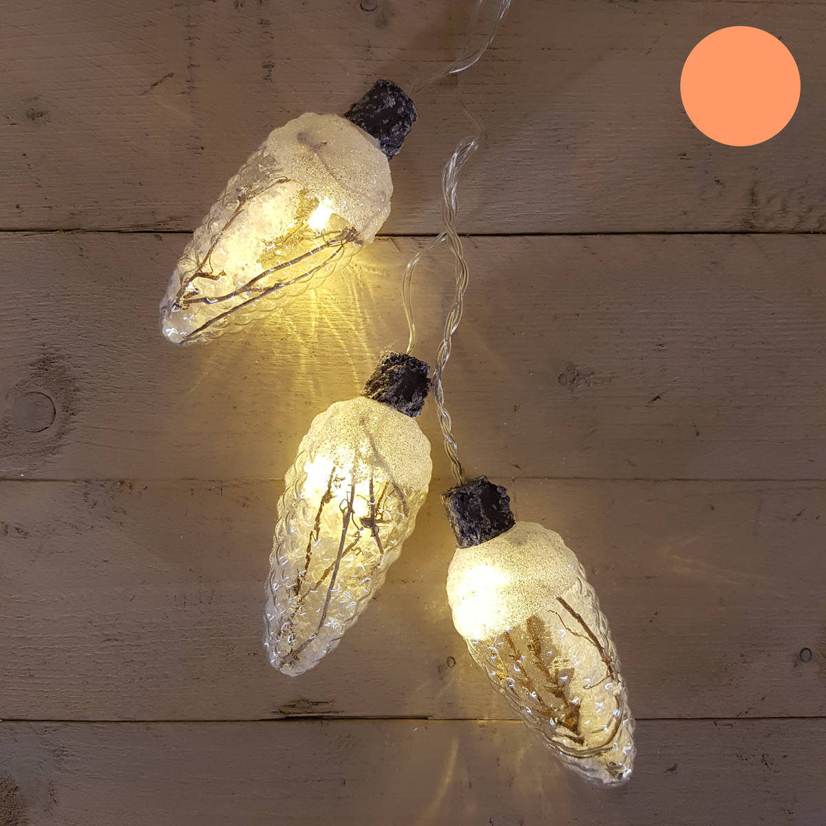 Chaîne de lumière LED, 5 pommes de pin, à utiliser avec batterie AA, (pas compris)