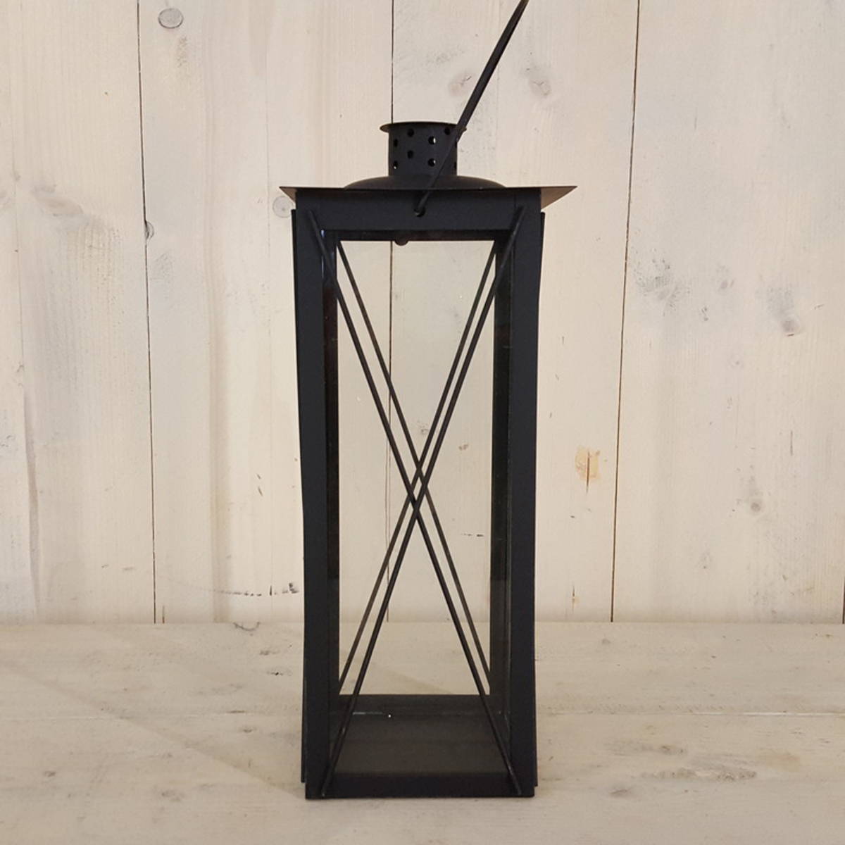 Lanterne en métal, simple, idéal dans une entrée ou sur une terrasse, brun noir