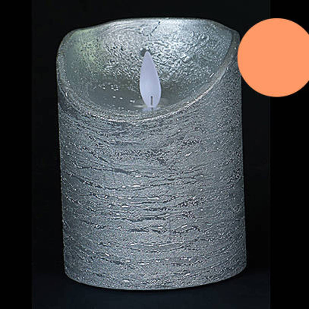 Bougie LED, Ø 7.5cm / Hauteur 10cm, argent