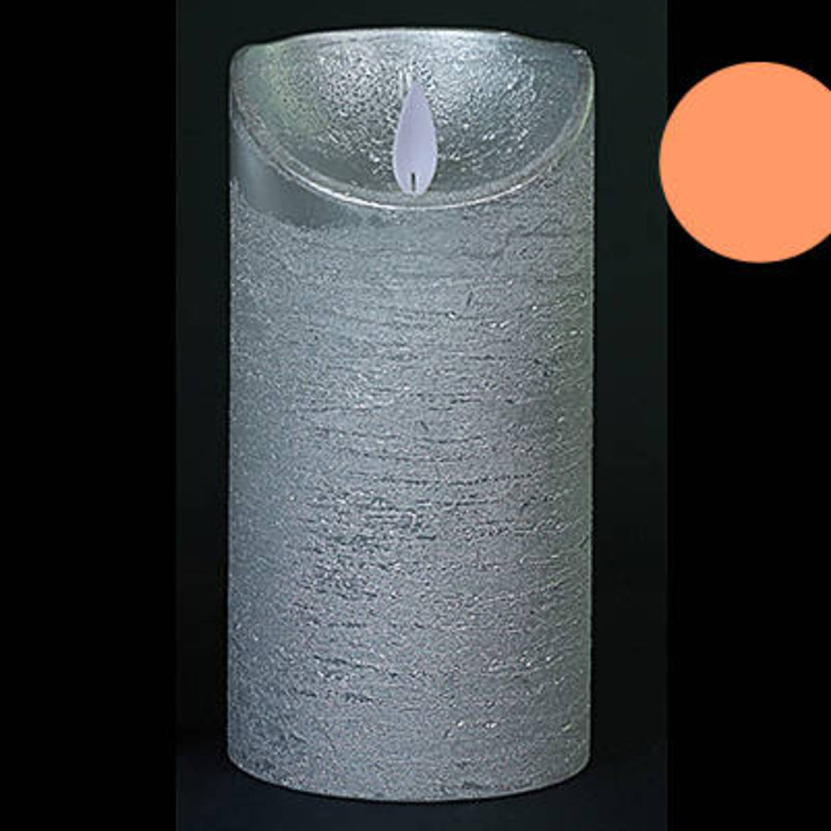 Bougie LED, Ø 7.5cm / Hauteur 15cm, argent