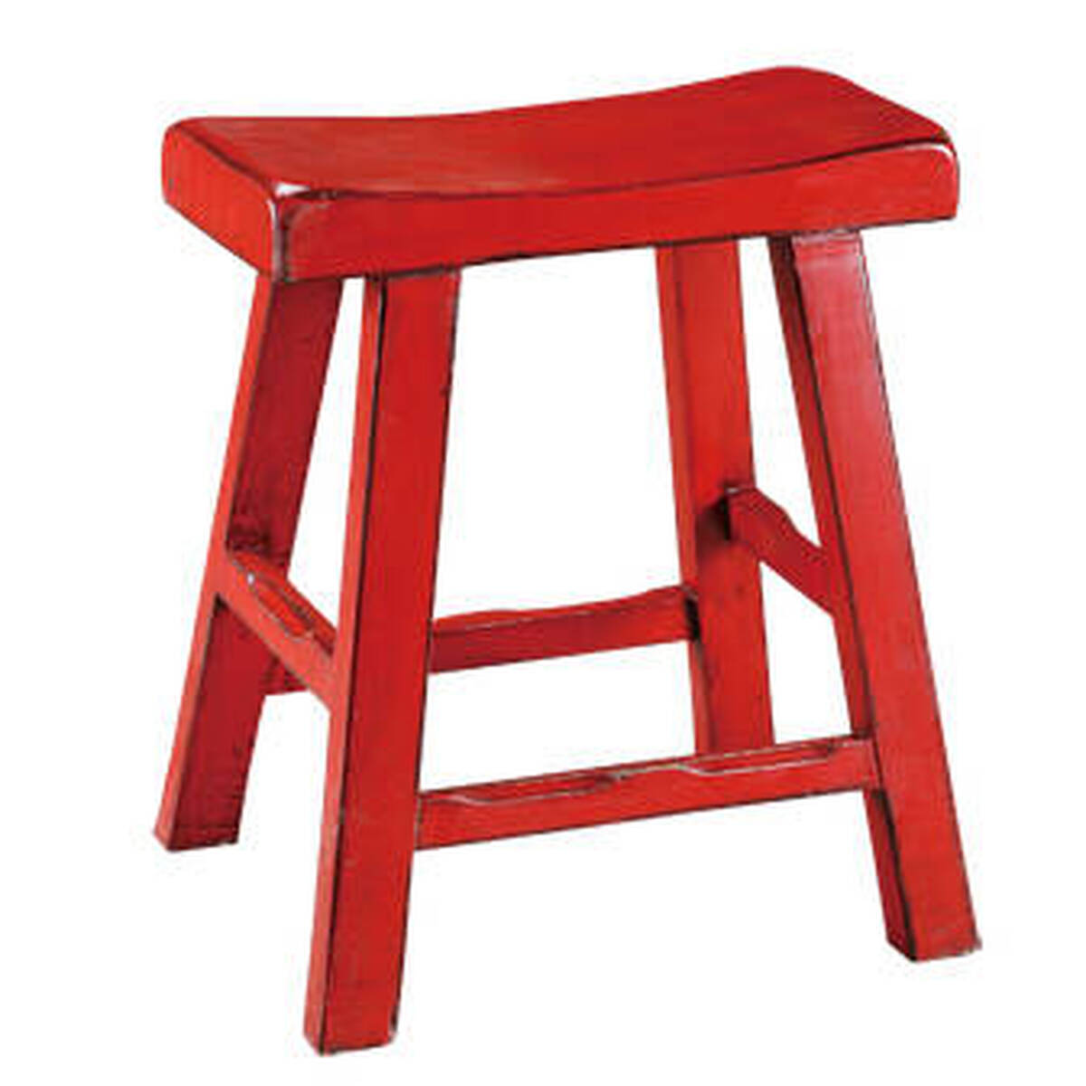 Hocker aus chinesischer Ulme, rot, H 52cm