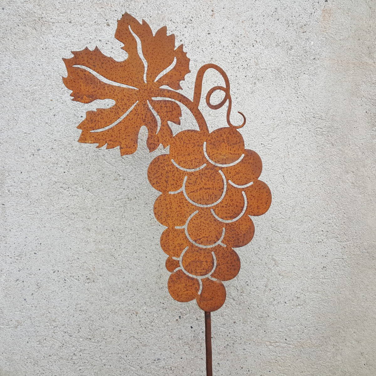 Grappe de raisin, en fer rouillé,  sur tige, hauteur 107 cm