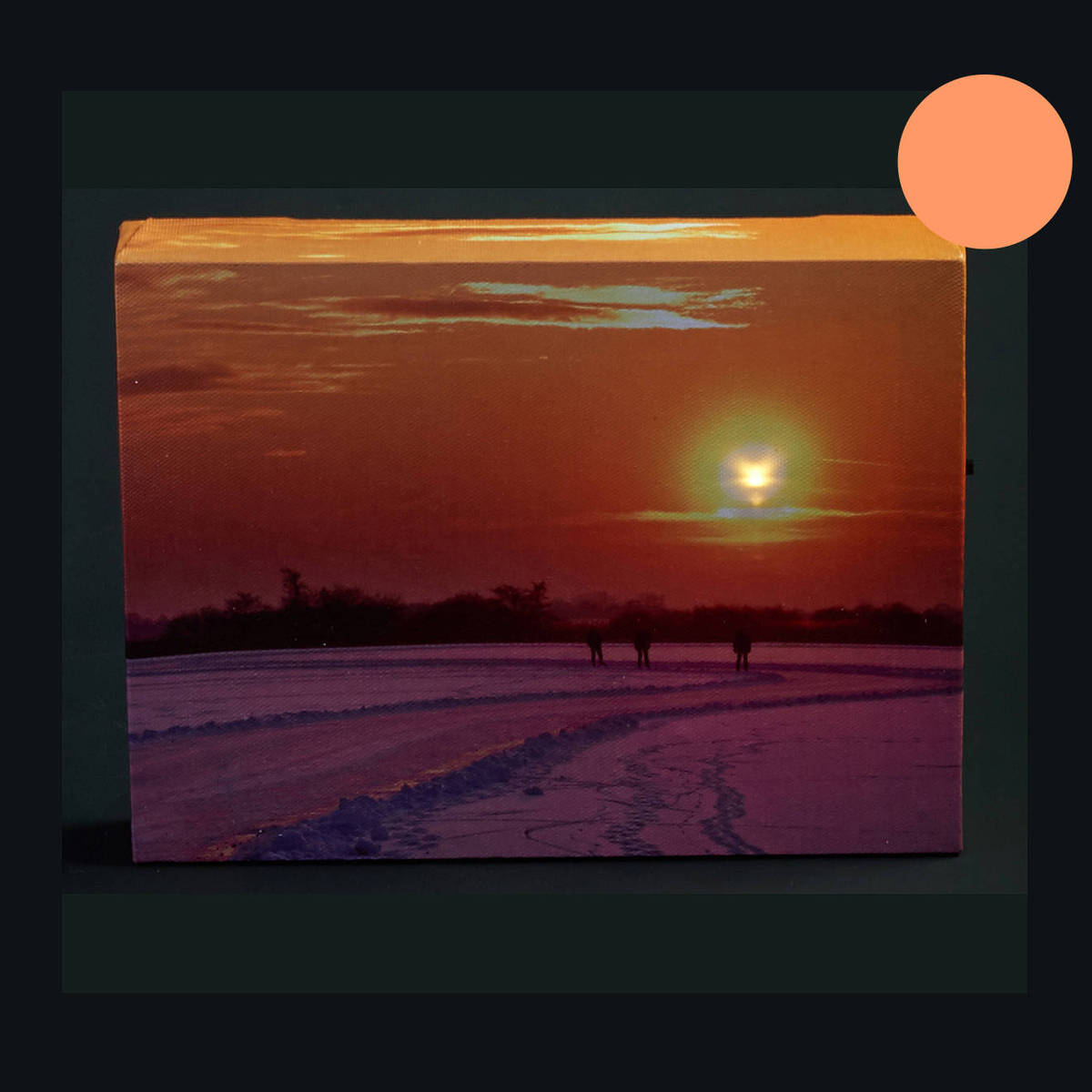 LED Tableau paysage d'hiver avec soleil couchant