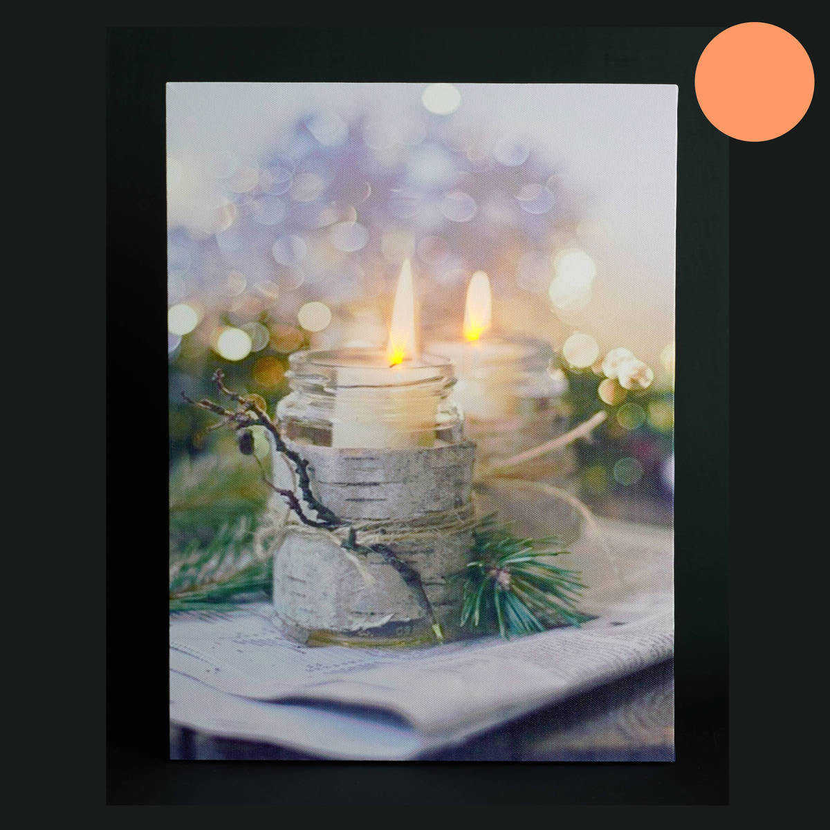 Tableau, avec une bougie LED
