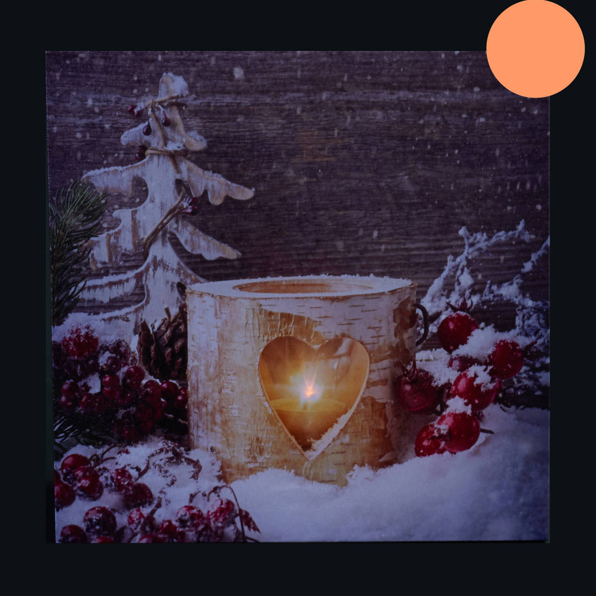 LED tableau paysage hivernal avec une bougie