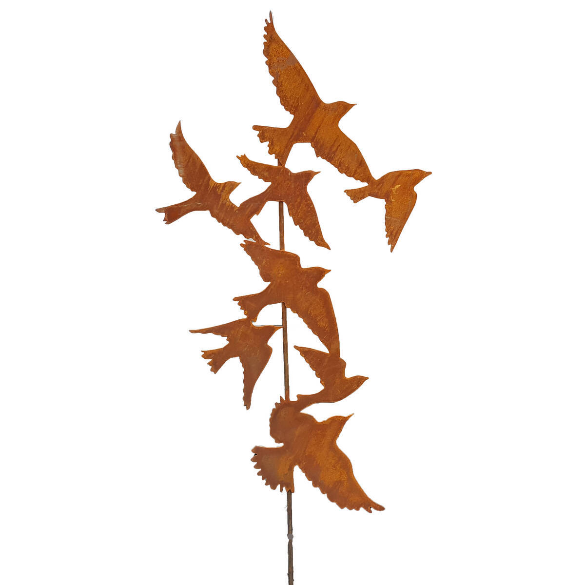 Groupe d'oiseaux en fer rouillé, hauteur 130cm