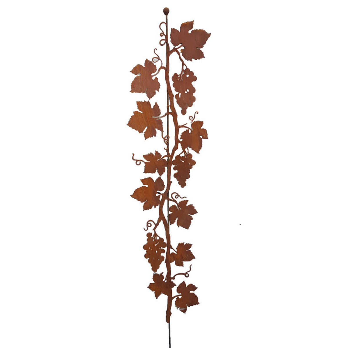 Weinrankenstab mit Kugel aus Rosteisen, H 180cm