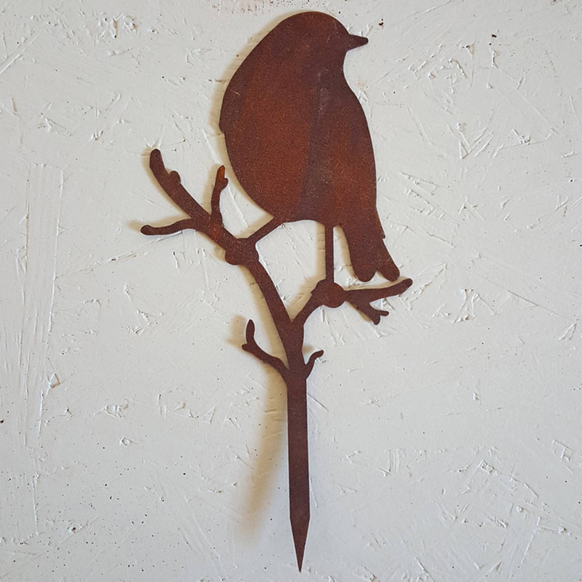 Oiseau sur branche, en fer rouillé, à piquer, Hauteur 22cm