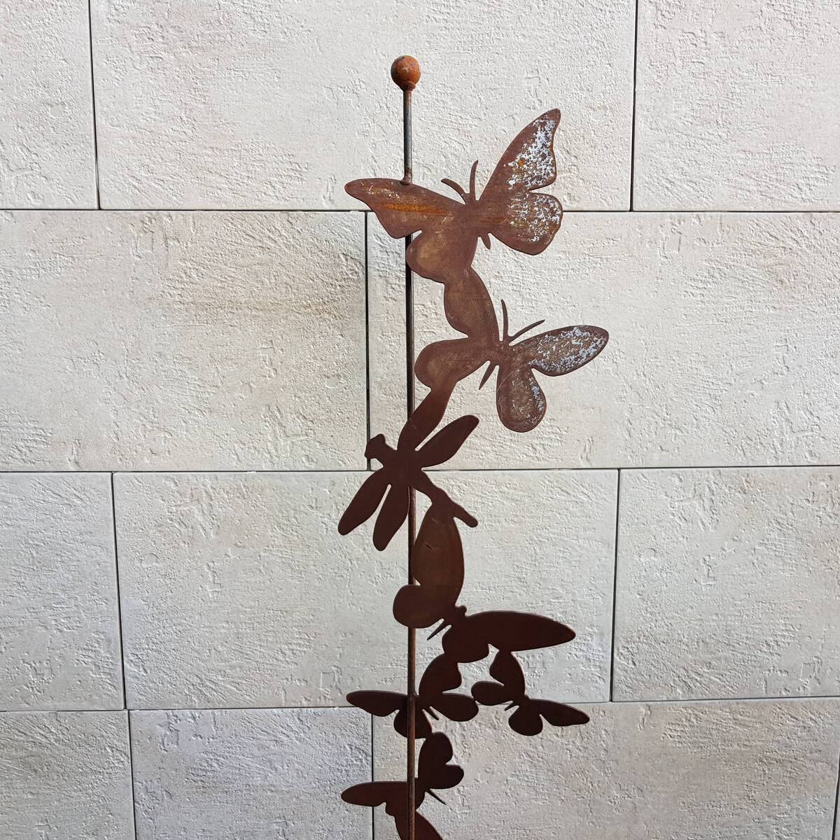 Schmetterlinge am Stab, aus Rosteisen, Höhe 180cm