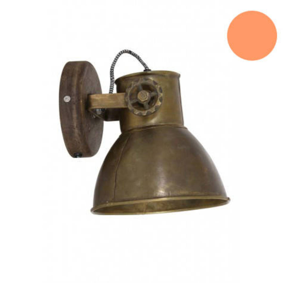Wandleuchte aus Holz/Metall, antik bronze