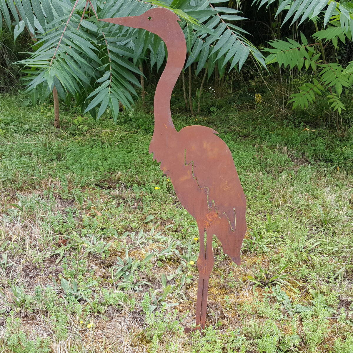 Héron en fer rouillé, hauteur 70cm