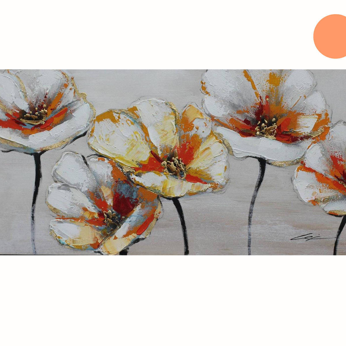 Ölbild mit Blumen, 120x60cm