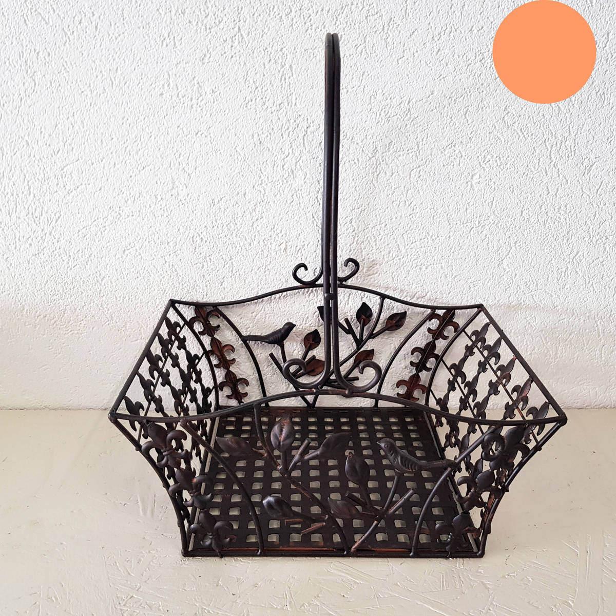 Panier en métal, carré, 35 cm de côté