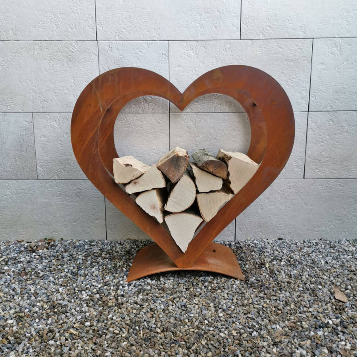 Coeur en métal rouillé, pour bois de chauffage, H 85cm