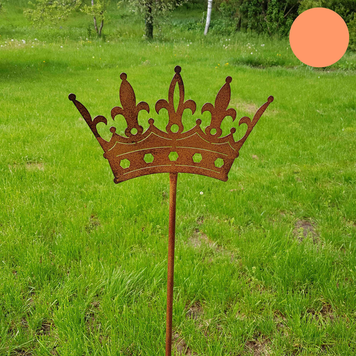 Couronne en métal, sur tige, hauteur 90cm