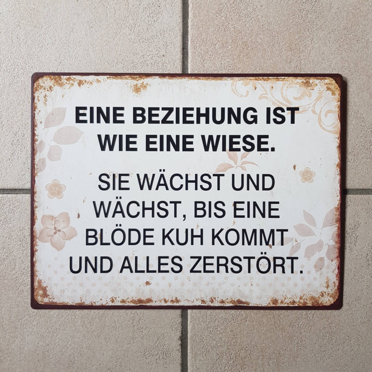 Plaque en métal avec texte, 35x26cm