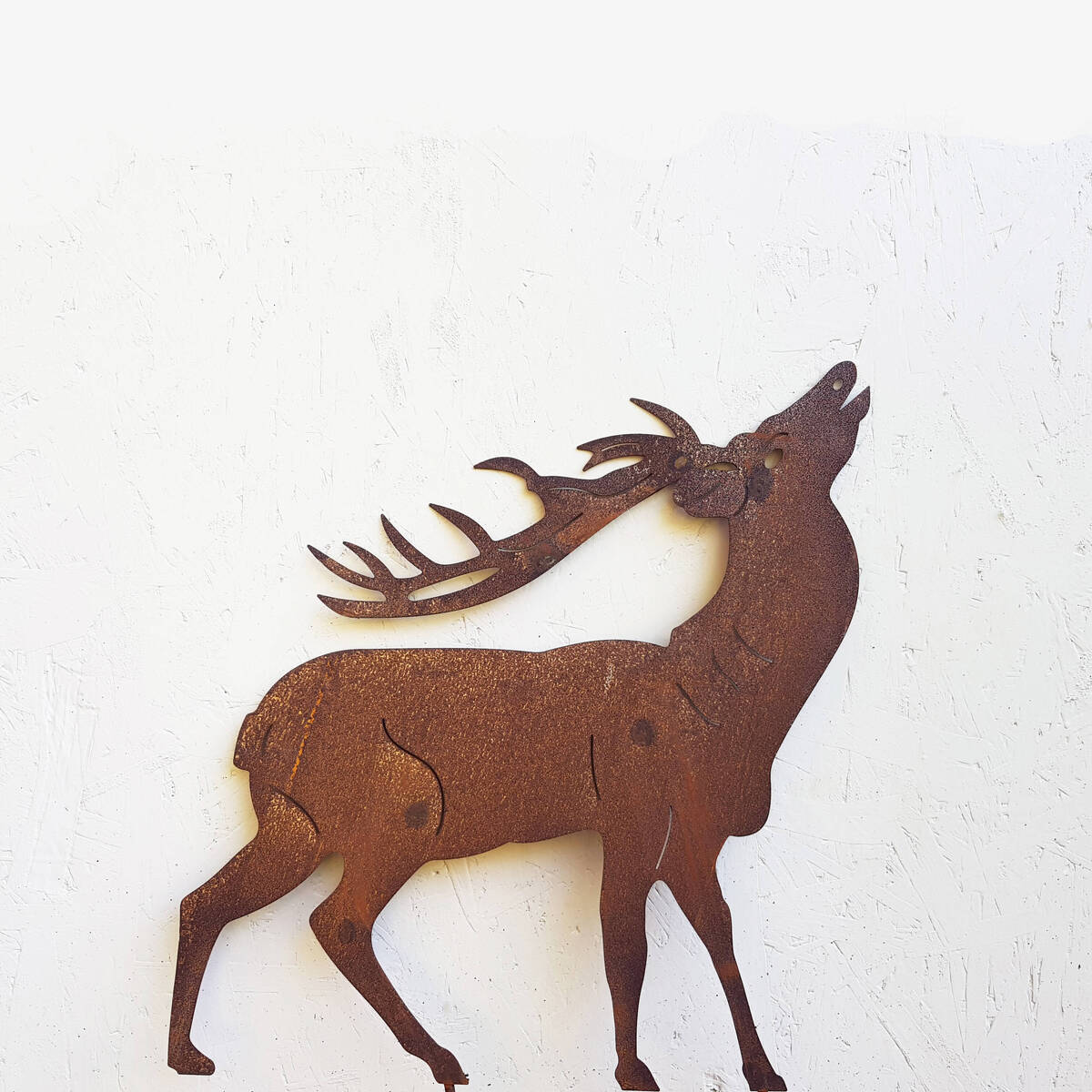 Cerf en fer rouillé, à piquer, 44x45cm
