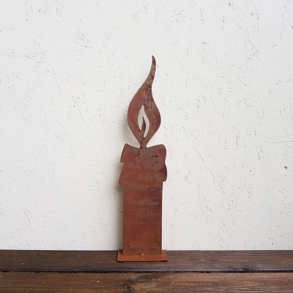 Bougie en fer rouillé, à poser, hauteur 48cm