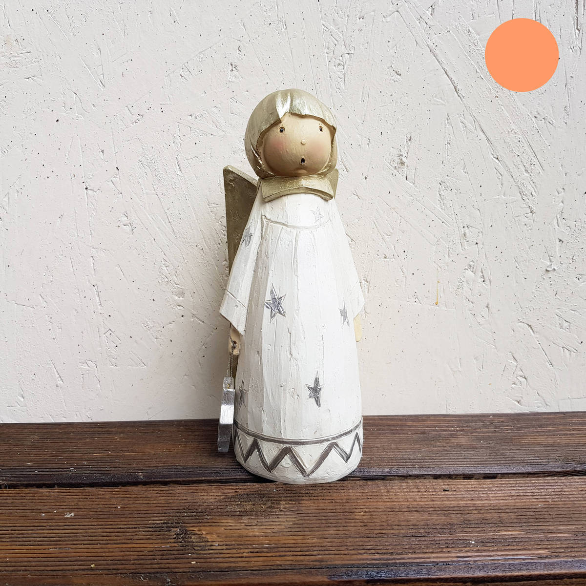 Engel aus Polyresin, crème/silber, Höhe 23cm