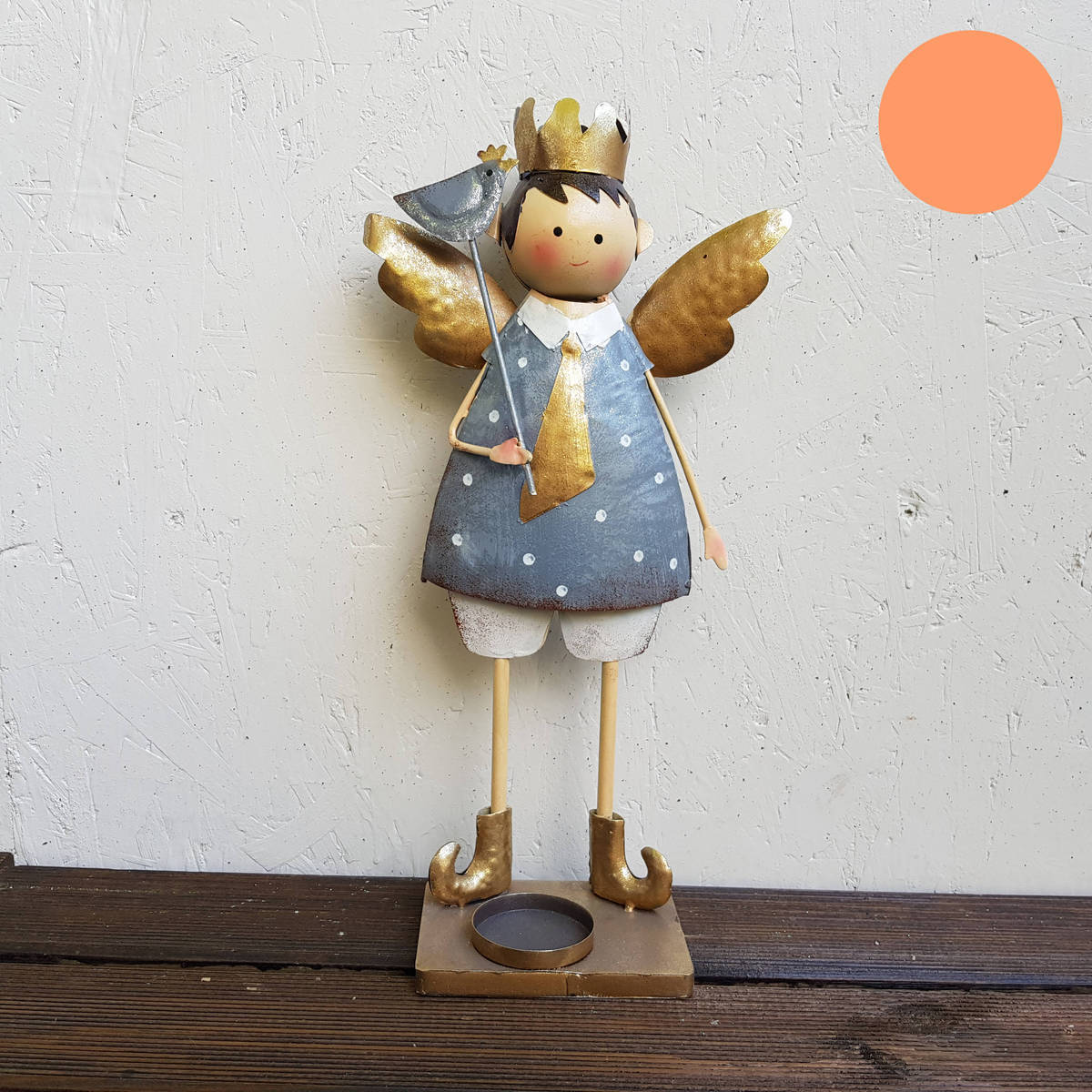 Engel aus Metall, mit Kerzenhalter, Höhe 42cm