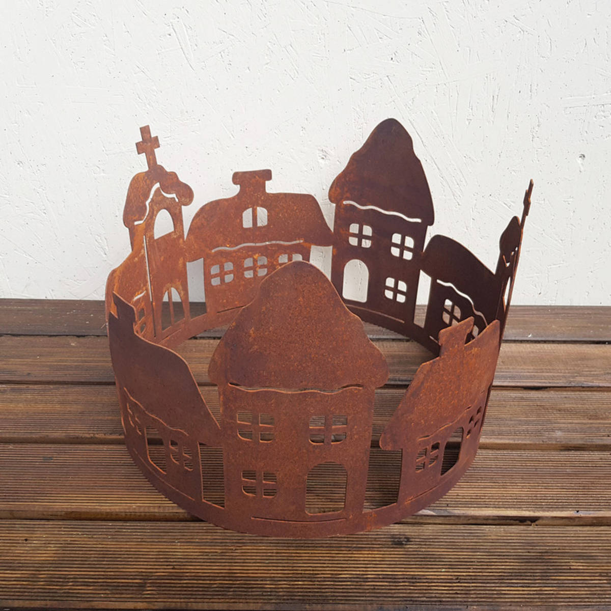 Couronne en fer rouillé, village Ø 40 cm