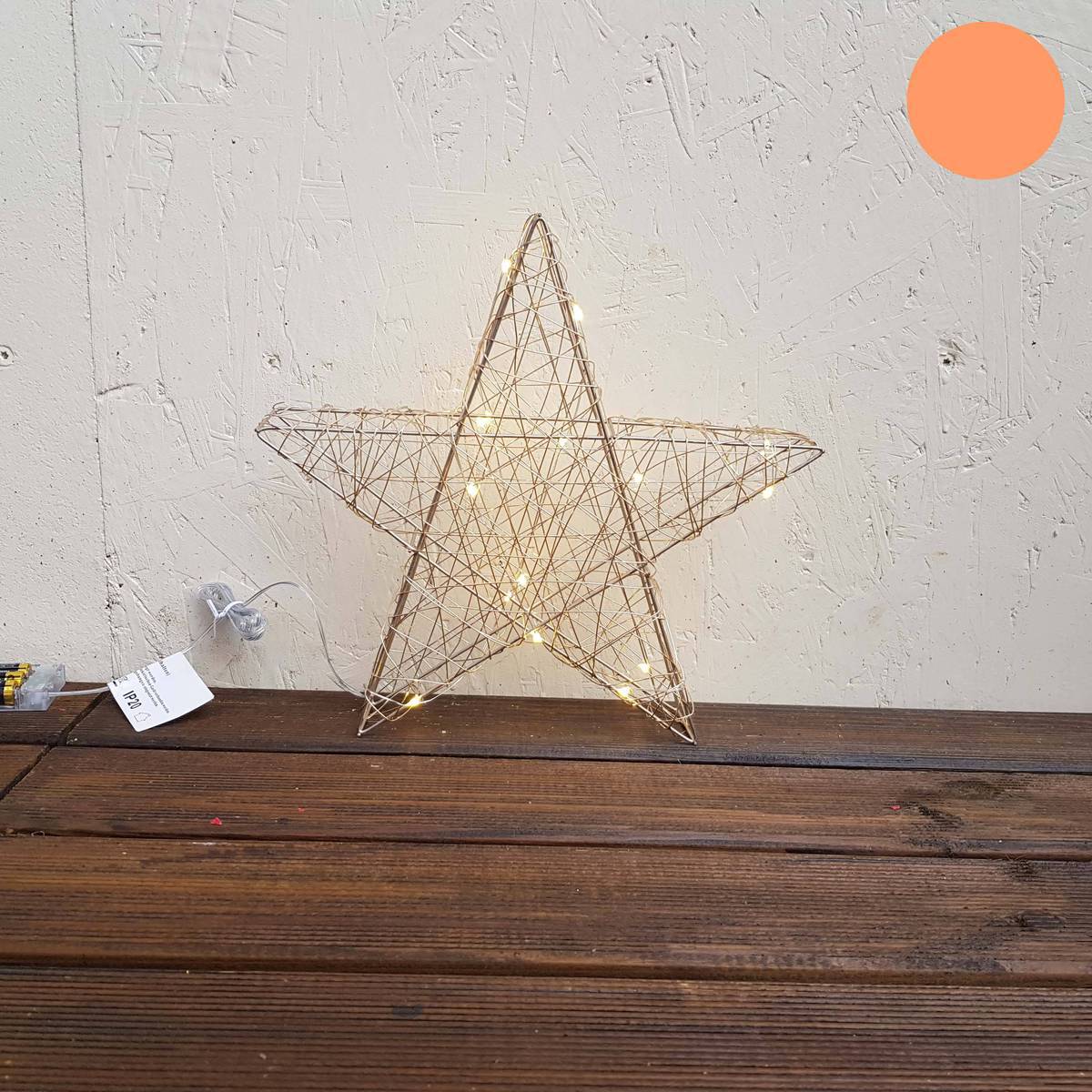 Etoile de décoration, avec lumière LED, 30x30cm