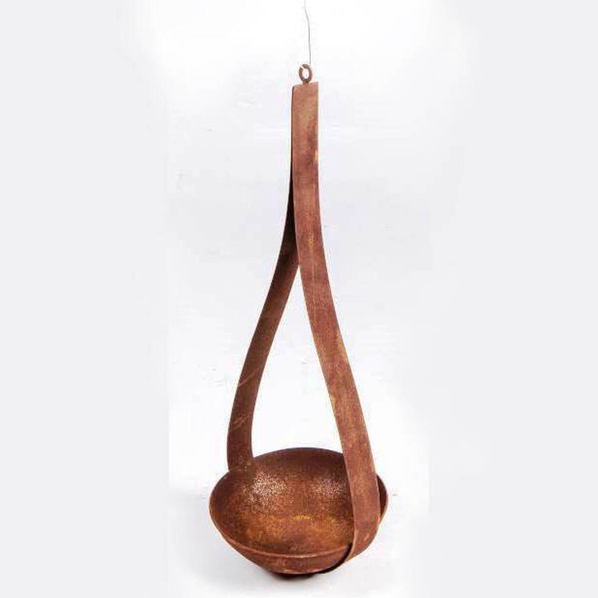 Flamme en métal rouillé, à suspendre, hauteur 42cm