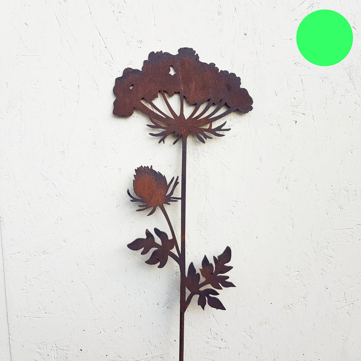 Fleur en fer rouillé, sur tige, H. 100cm