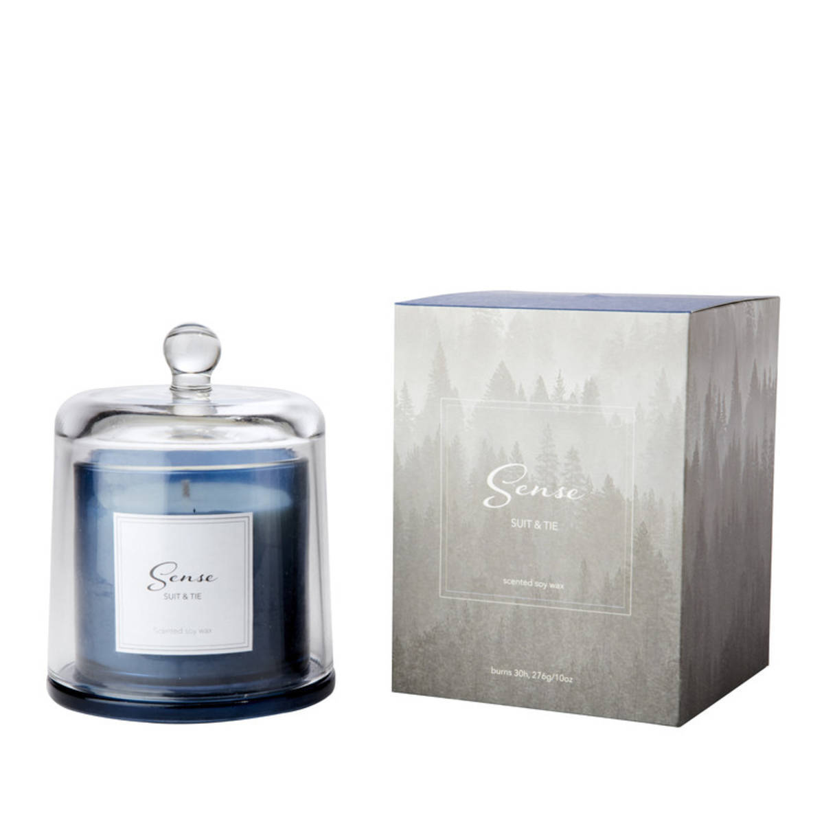 Bougie parfumée à la cire de soja avec cloche en verre, verbenia et patchouli