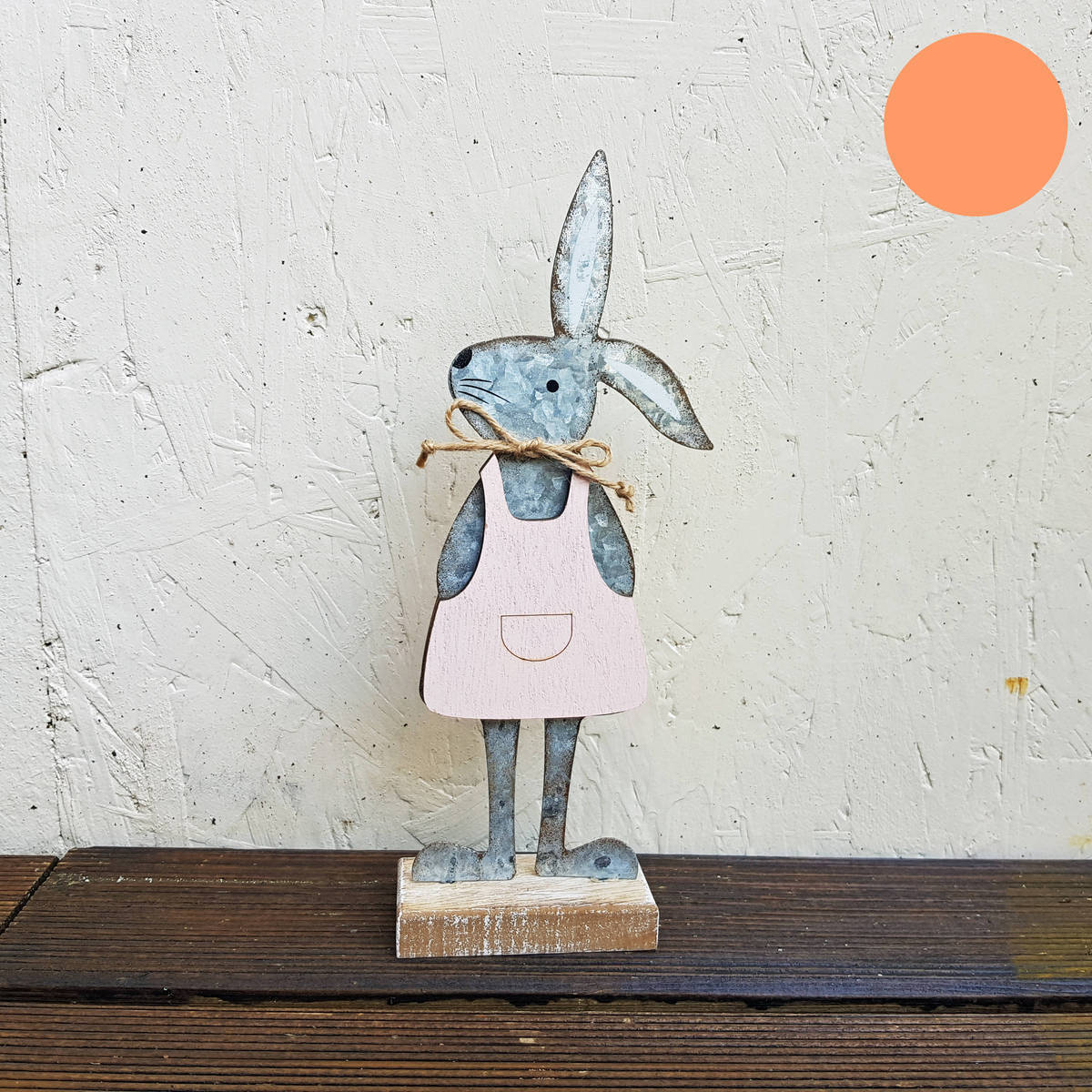 Hase aus Holz/Metall, Höhe 14cm