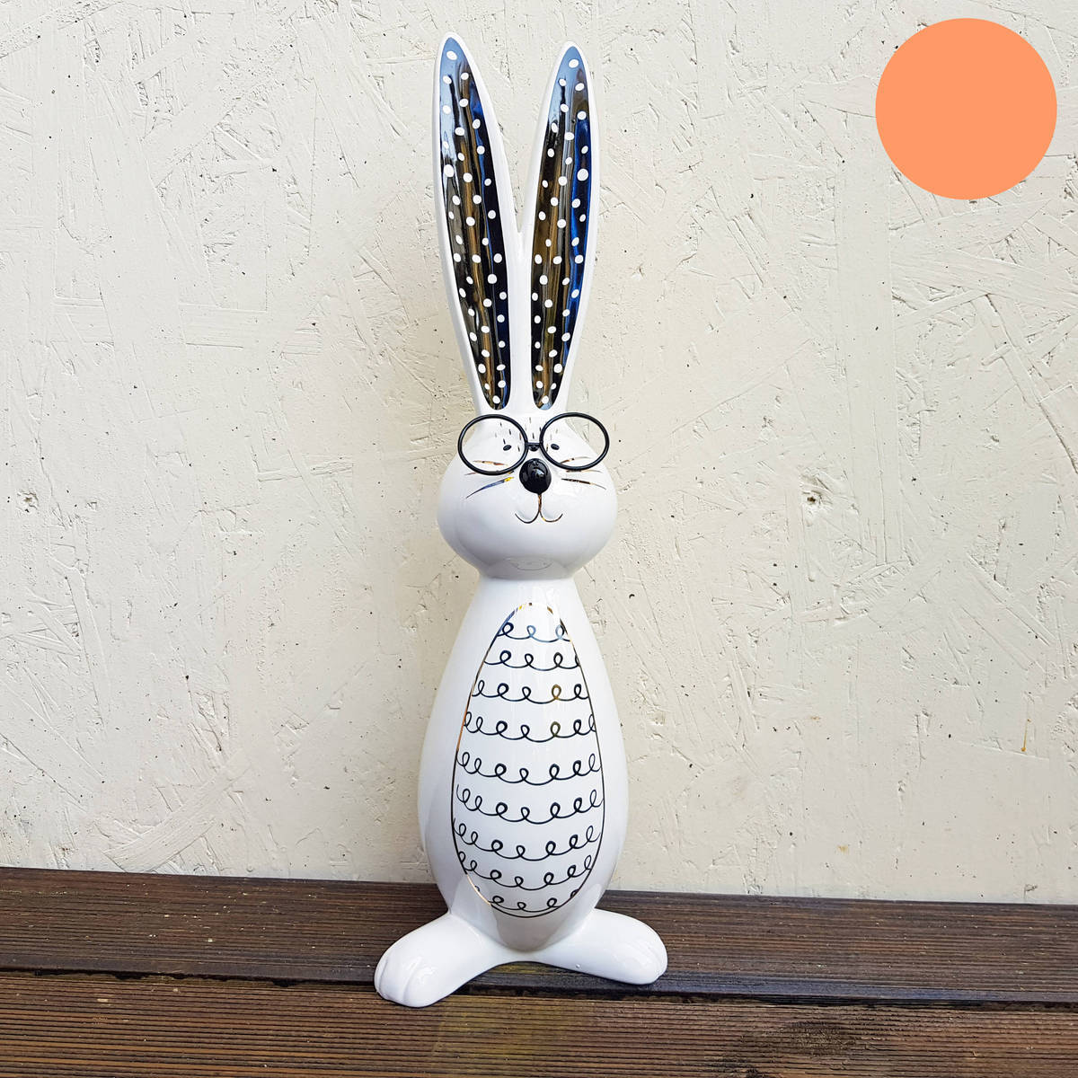 Hase mit Brille aus Keramik, Höhe 42cm