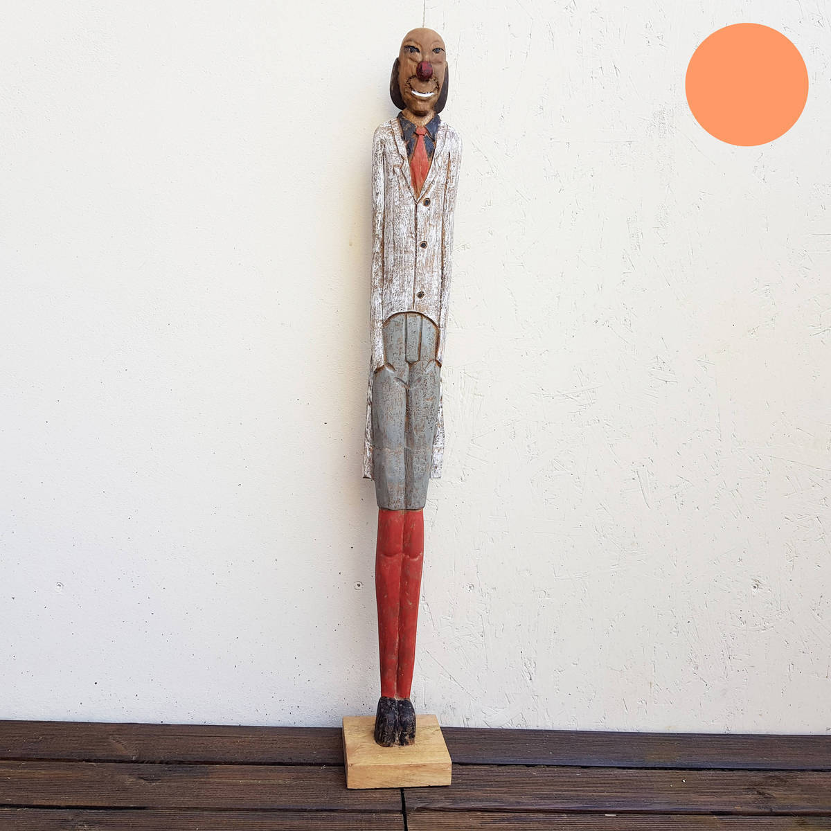 Skulptur aus Holz, der Clown, Höhe 91cm