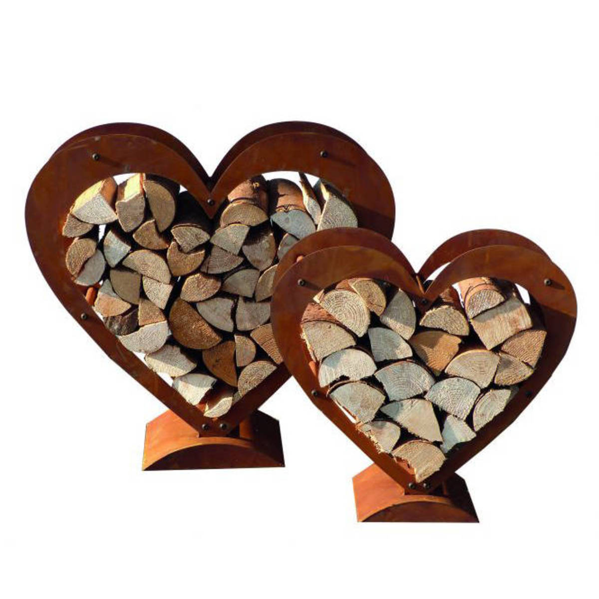 Coeur en fer rouillé, pour bois de cheminée, H. 75cm