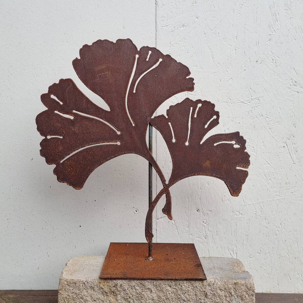 Feuilles de ginkgo en fer rouillé, 45 cm