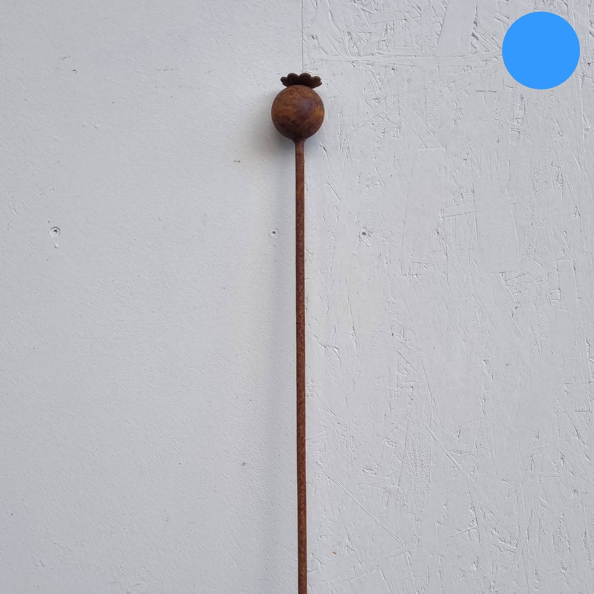 Pavot sur tige en fer rouillé, 200 cm