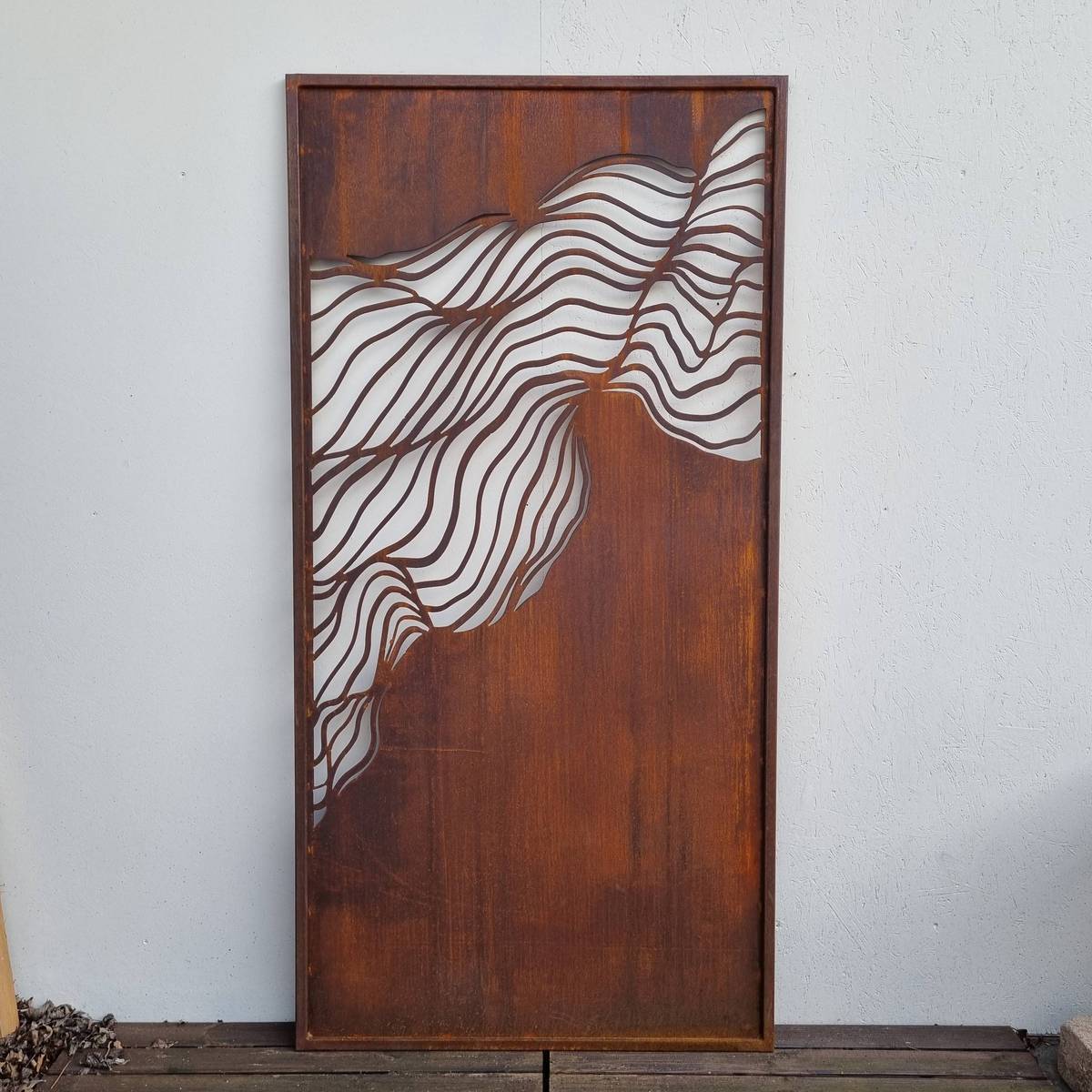 Paravent en fer rouillé, finement découpé, 200 cm