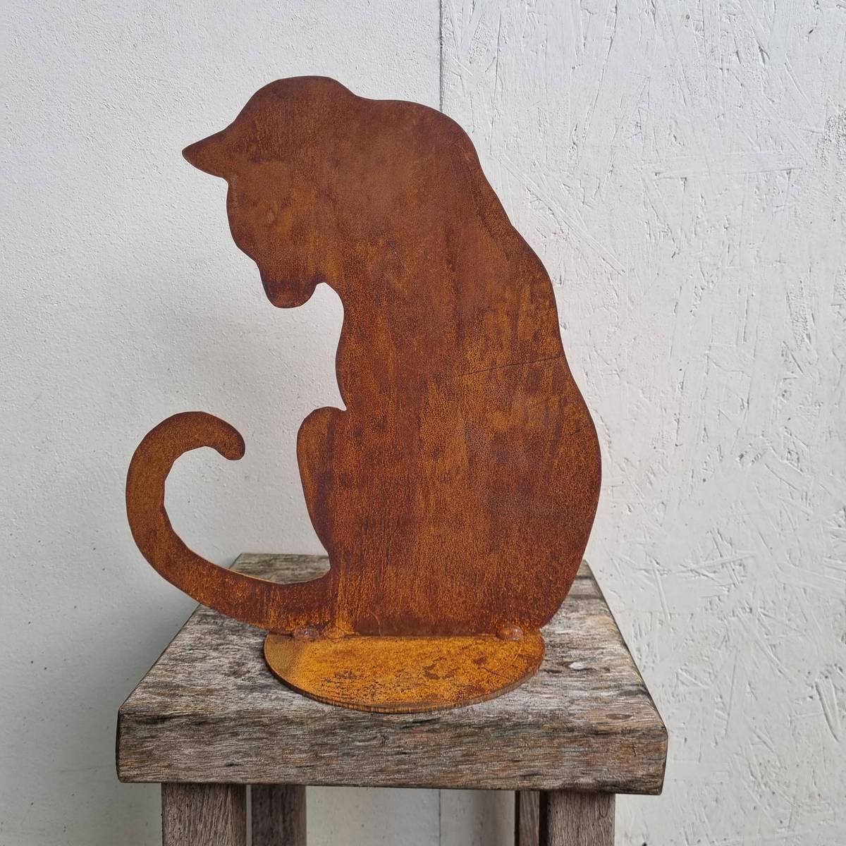 Chat en fer rouillé, 35 cm