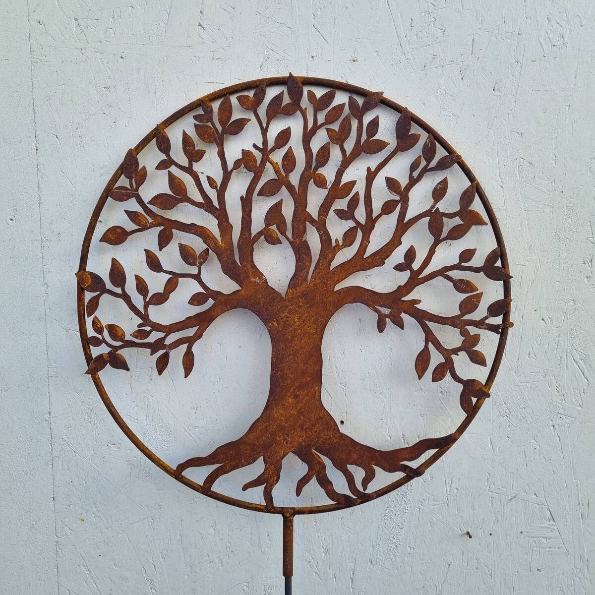 Arbre de vie en fer rouillé, sur tige, 200 cm