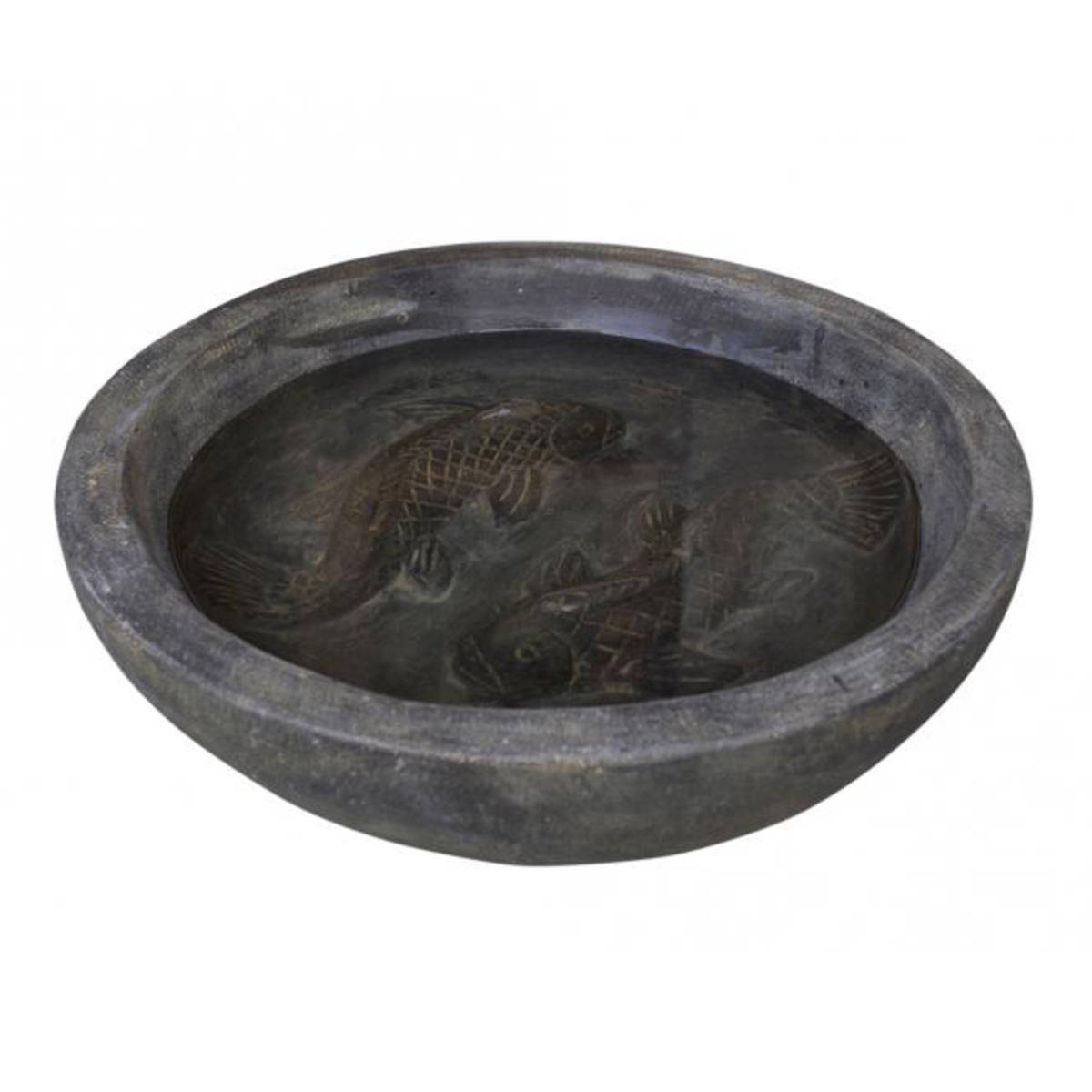 Petite fontaine avec 2 poissons, en pierre agglomérée, 50 cm