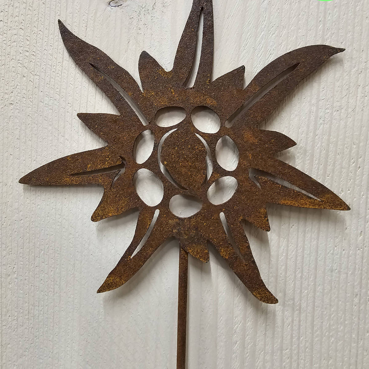 Edelweiss am Stab, aus Rosteisen, 51 cm
