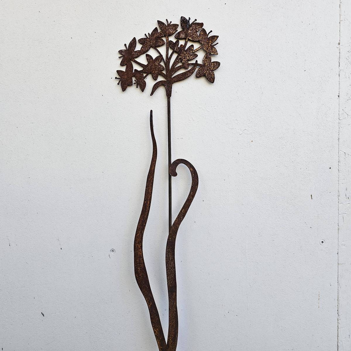 Poireaux en fleur, en fer rouillé, à piquer, 115 cm