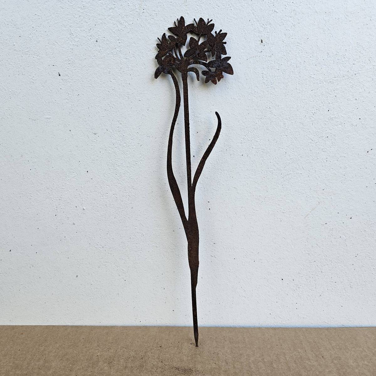 Poireaux en fleur, en fer rouillé, à piquer, 48 cm