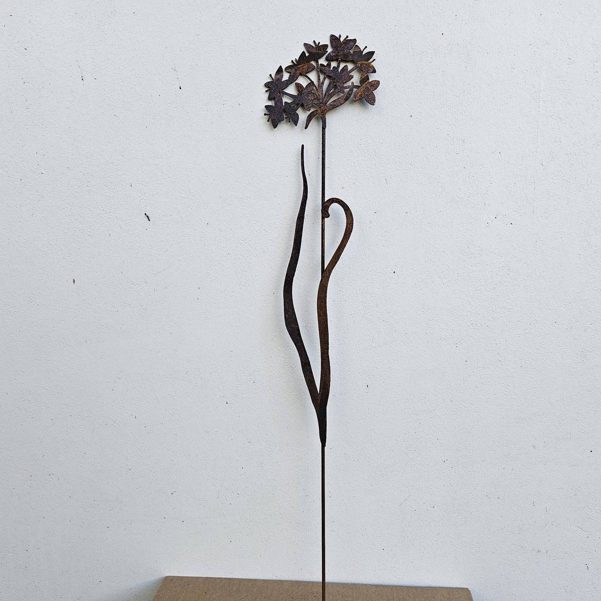 Poireaux en fleur, en fer rouillé, à piquer, 69 cm