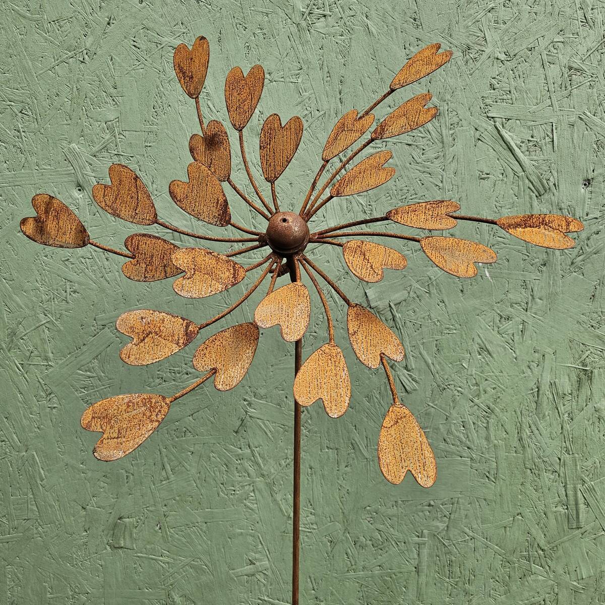 Windrad aus Rosteisen, Ø 54 cm, H. 160 cm