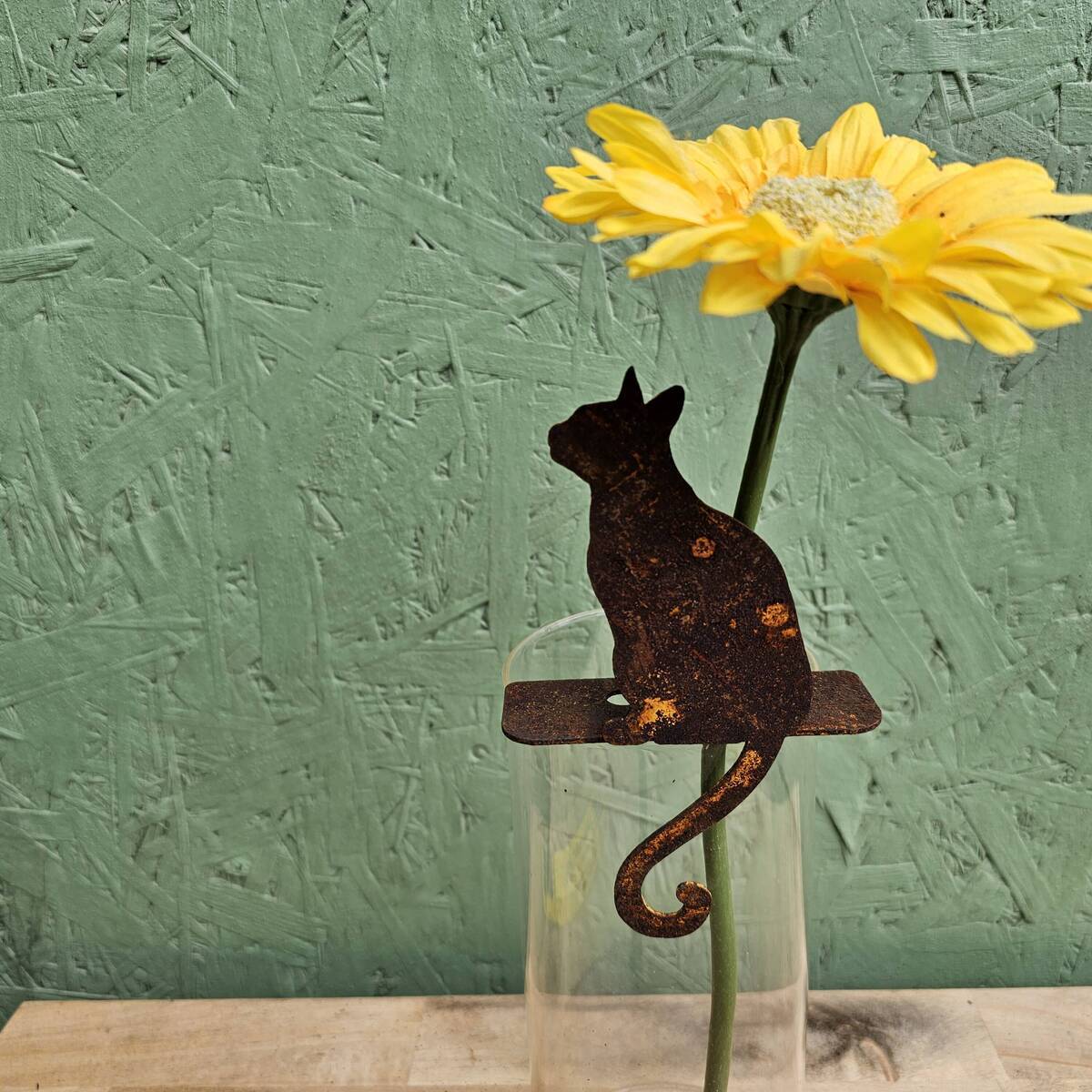 Kantenhocker Katze aus Rosteisen, H. 15 cm